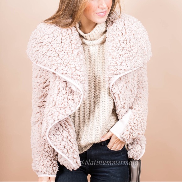 Pressed Pink SHERPA Faux Fur Teddy Bear Coat NWT - Picture 6 of 7